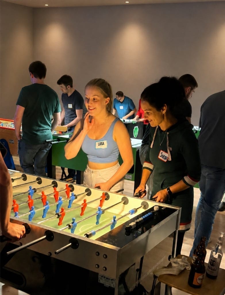 Kicker-Event mit spielenden Gästen